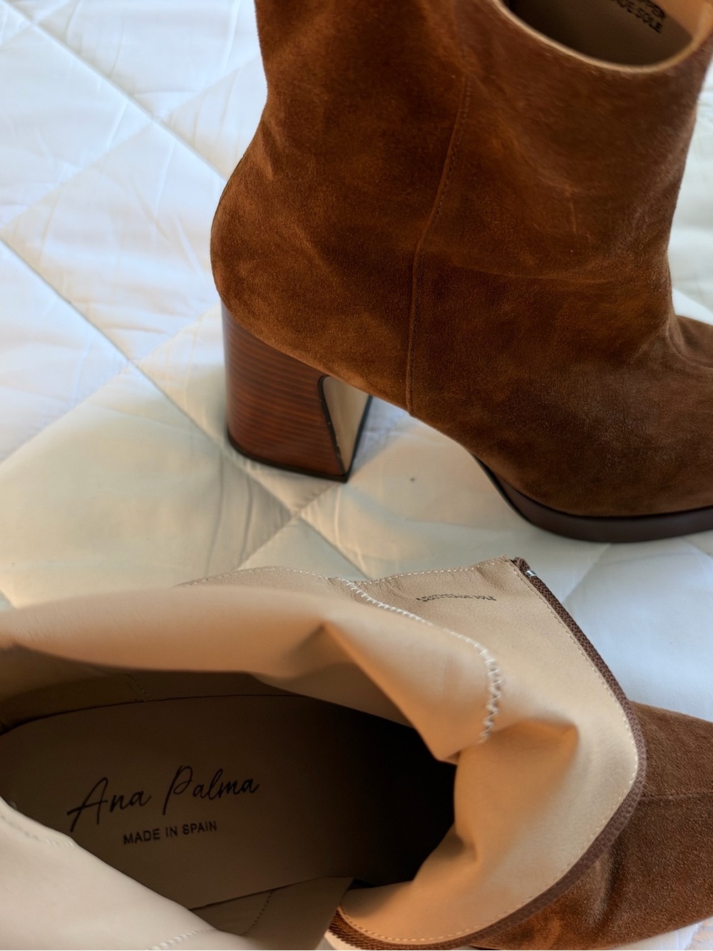 Women's Brown Suede Block Heel Ankle Boots